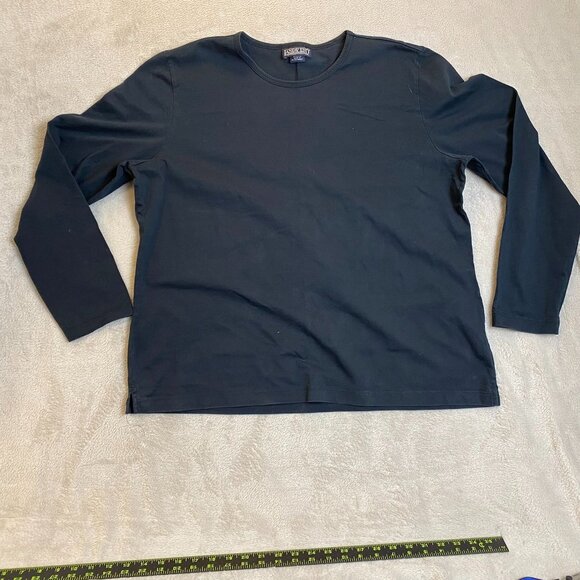 Lands End Women's Shirt XL 18-20 Black Long Sleeve Cotton Regular - Picture 7 of 8
